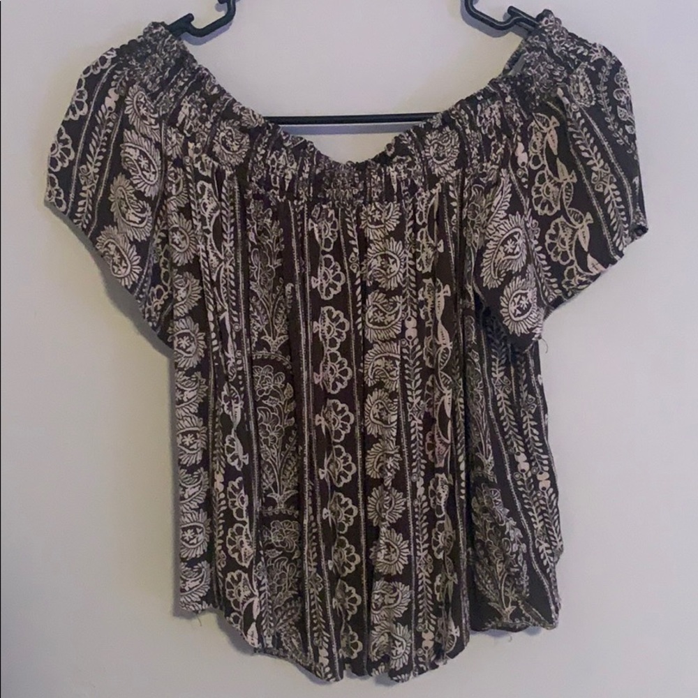 Off the Shoulder Top Brown
